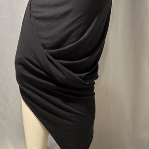 Black Draped Asymmetrical Knit Skirt